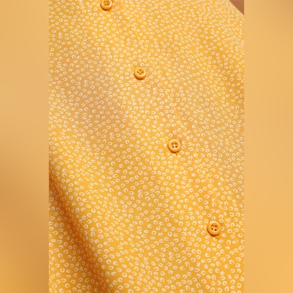 Lulus castana mustard yellow print button up dress size small - Picture 7 of 7